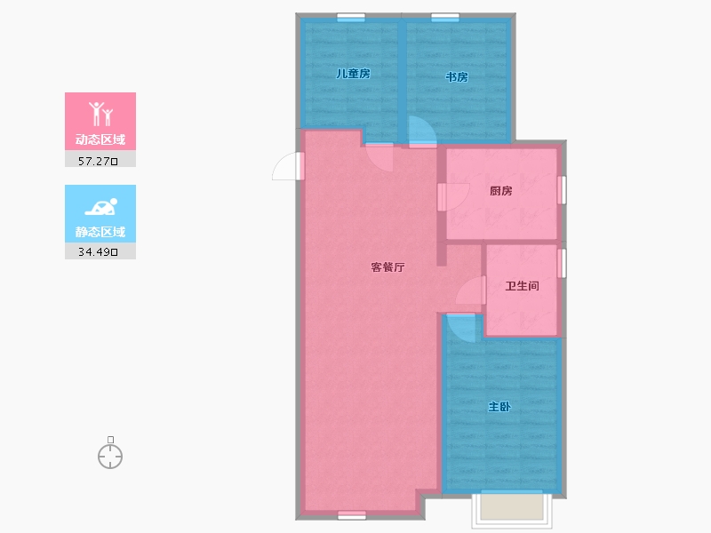 内蒙古自治区-包头市-万科中央公园-82.81-户型库-动静分区