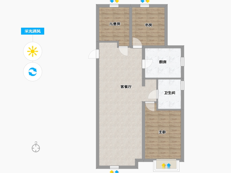 内蒙古自治区-包头市-万科中央公园-82.81-户型库-采光通风