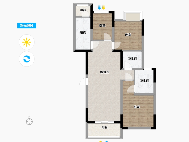 云南省-西双版纳傣族自治州-融创西双版纳旅游度假区-77.67-户型库-采光通风