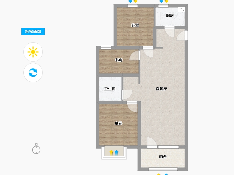 辽宁省-鞍山市-富力城-70.53-户型库-采光通风