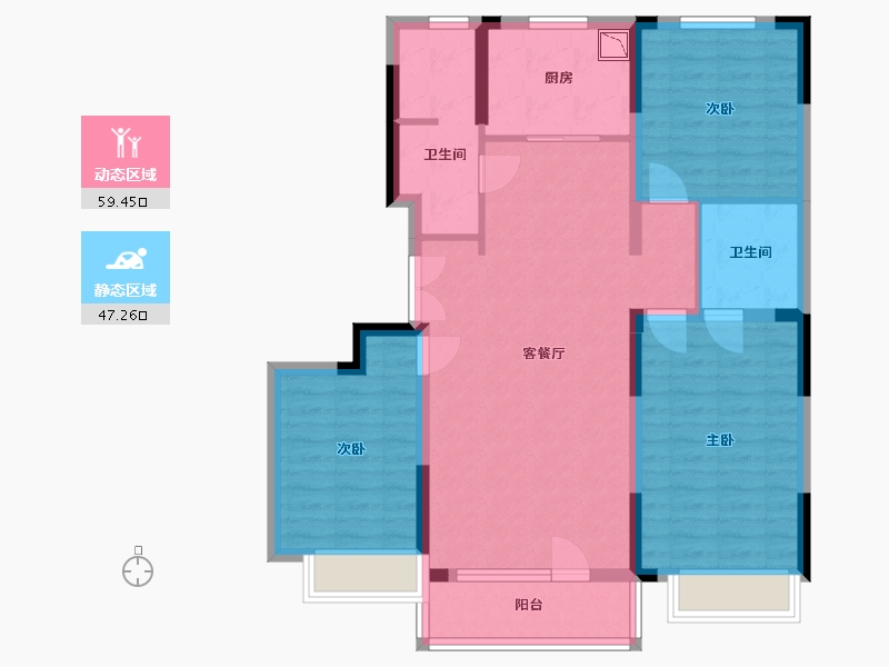 吉林省-长春市-保利净月和府-94.95-户型库-动静分区