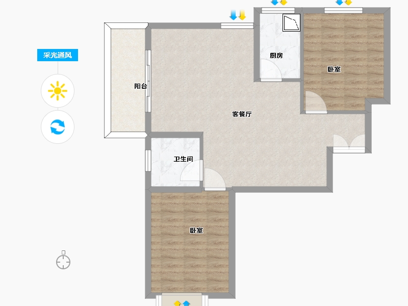 陕西省-西安市-天健望湖大观-80.00-户型库-采光通风