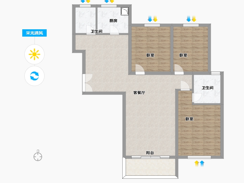 陕西省-西安市-天健望湖大观-112.71-户型库-采光通风