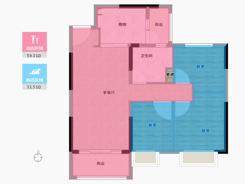 江苏省-南京市-紫东恒大文化旅游城-82.00-户型库-动静分区