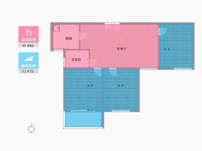 陕西省-西安市-天健望湖大观-88.71-户型库-动静分区