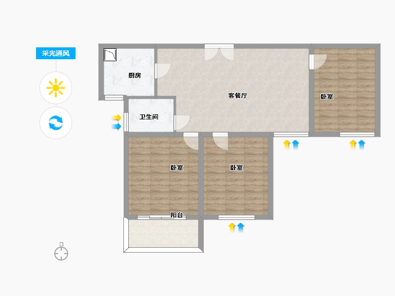 陕西省-西安市-天健望湖大观-88.71-户型库-采光通风