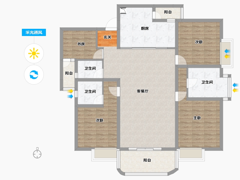 云南省-昆明市-江东境界-126.08-户型库-采光通风