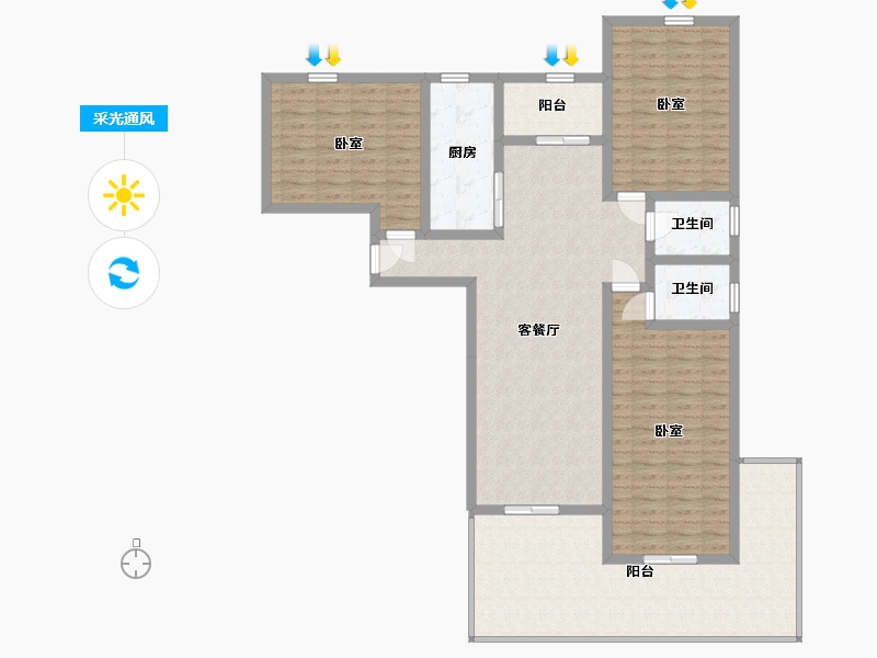 陕西省-西安市-观澜天下-137.03-户型库-采光通风