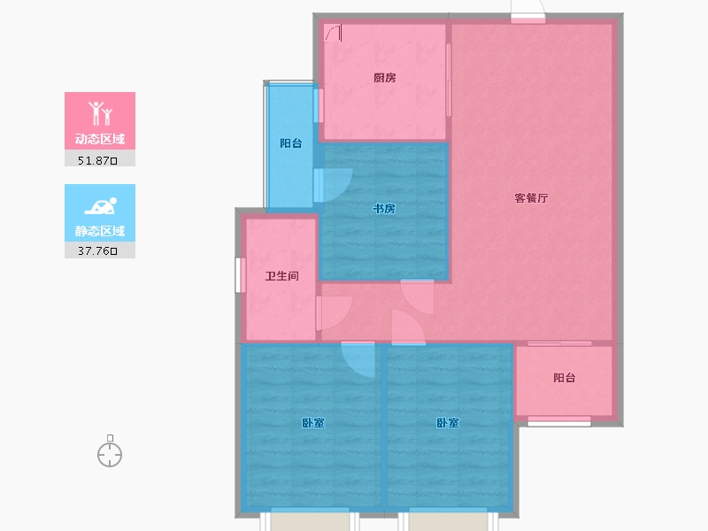 陕西省-西安市-龙腾万都汇-81.75-户型库-动静分区