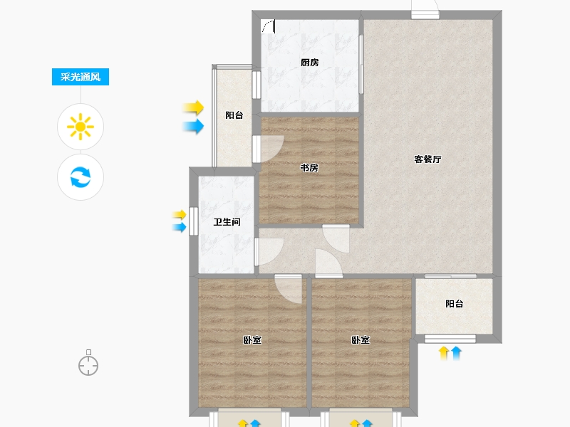 陕西省-西安市-龙腾万都汇-81.75-户型库-采光通风