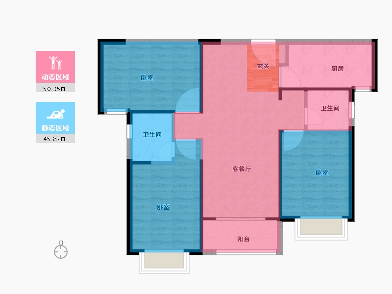 陕西省-西安市-奥园誉府-88.01-户型库-动静分区