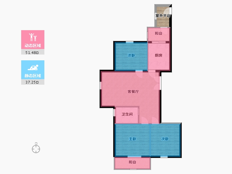 河北省-唐山市-富景园-84.05-户型库-动静分区