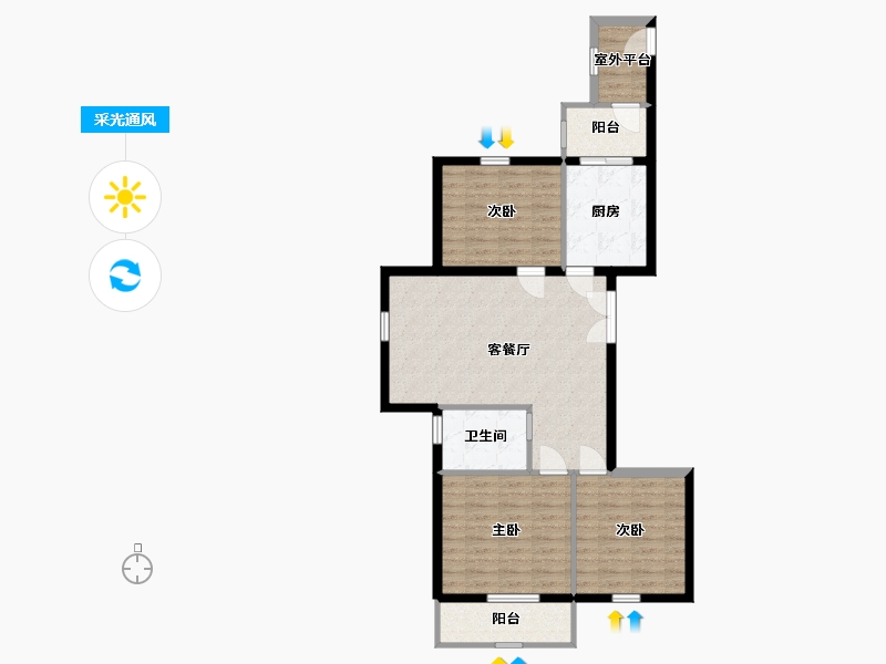 河北省-唐山市-富景园-84.05-户型库-采光通风