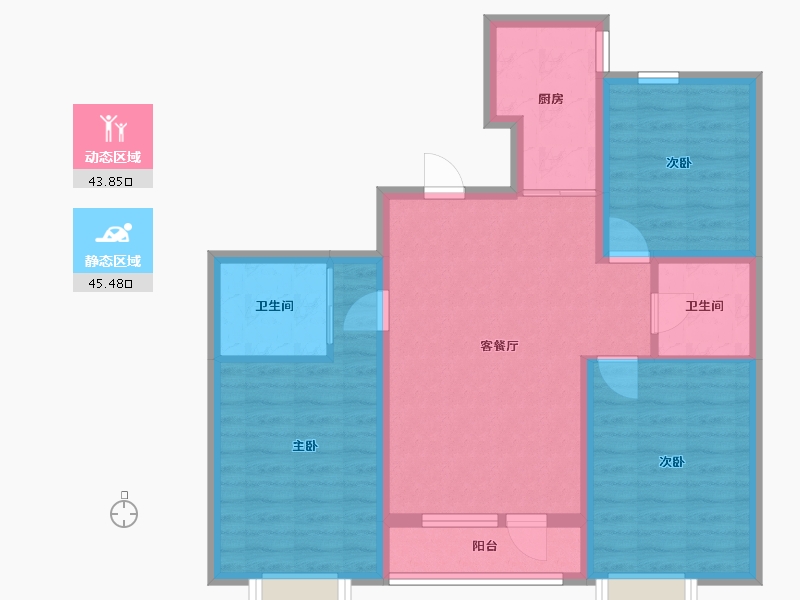 辽宁省-抚顺市-滨江景苑-79.30-户型库-动静分区