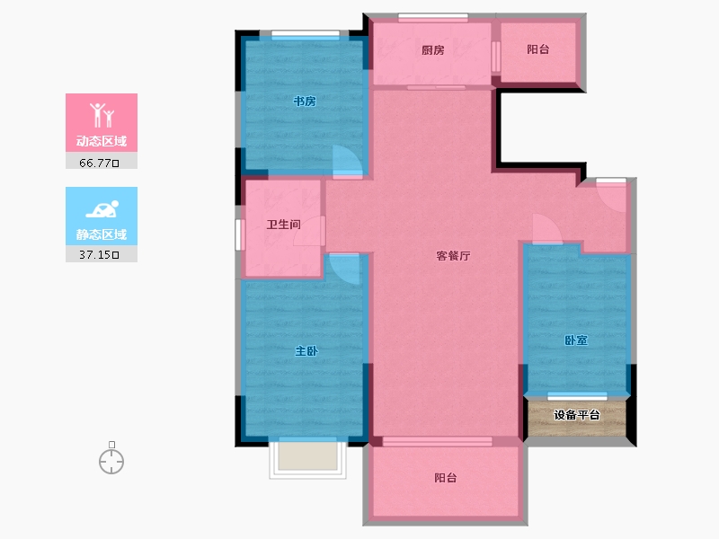 辽宁省-盘锦市-总部生态城·泰郡-94.85-户型库-动静分区