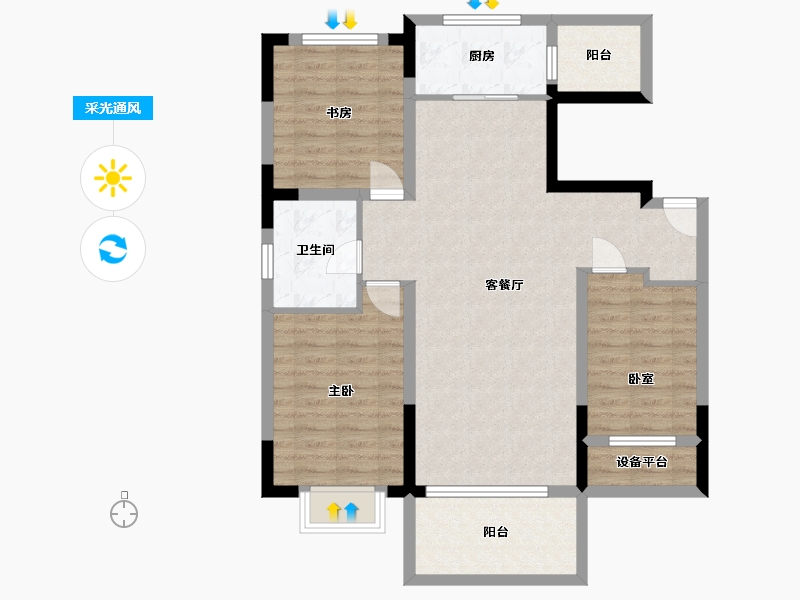 辽宁省-盘锦市-总部生态城·泰郡-94.85-户型库-采光通风