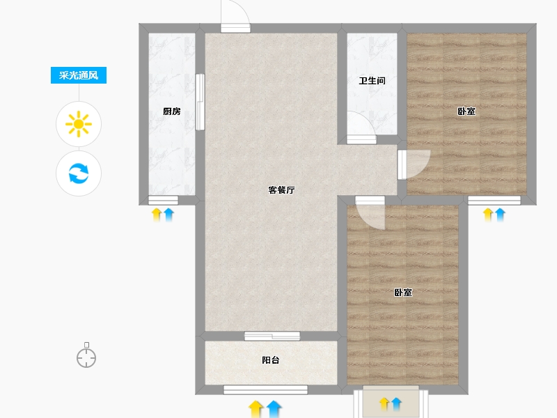 河北省-邢台市-东胜紫御兰庭-71.00-户型库-采光通风