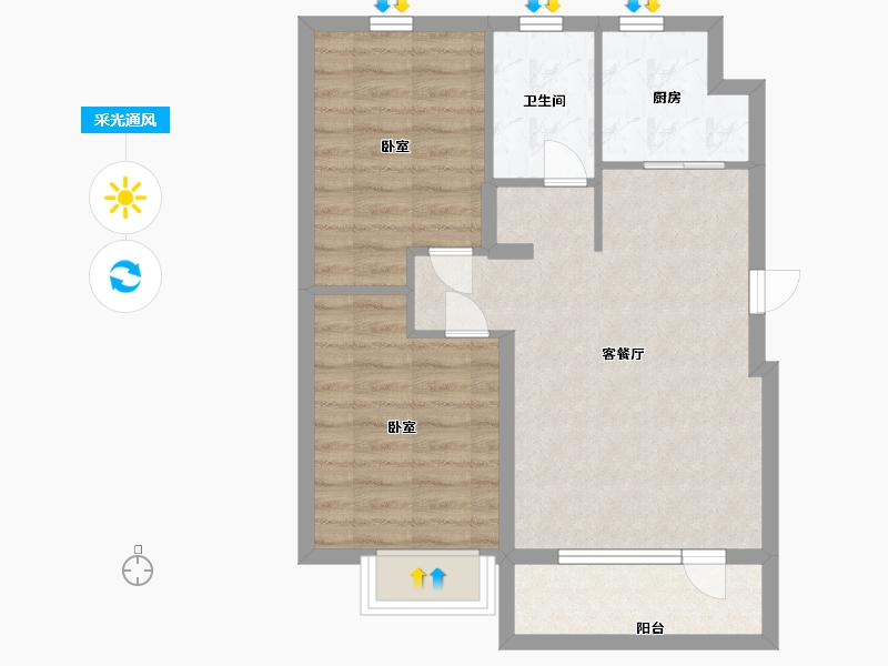 辽宁省-大连市-绿城湖畔和庐-62.00-户型库-采光通风