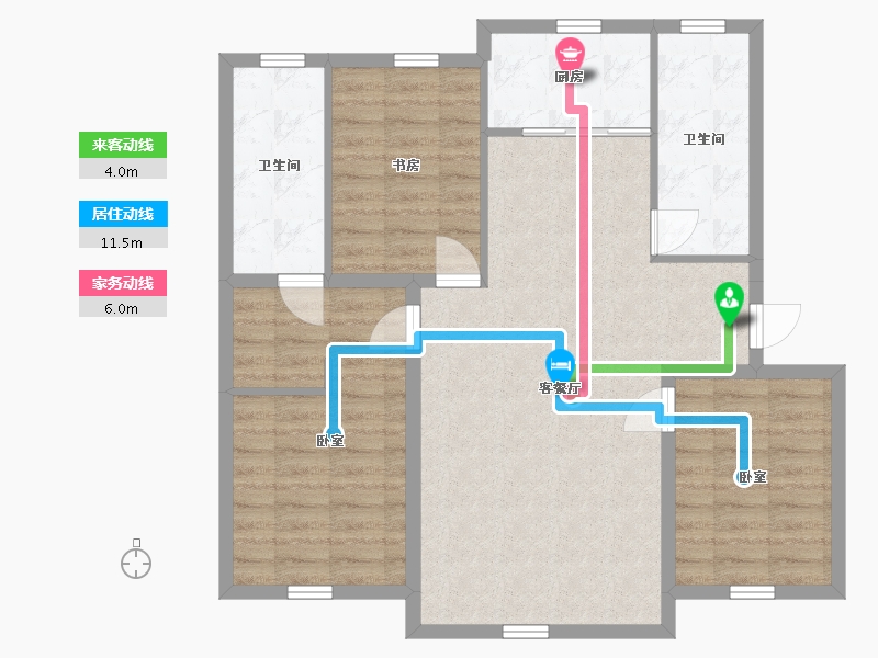 辽宁省-丹东市-东港西湖别院-90.04-户型库-动静线