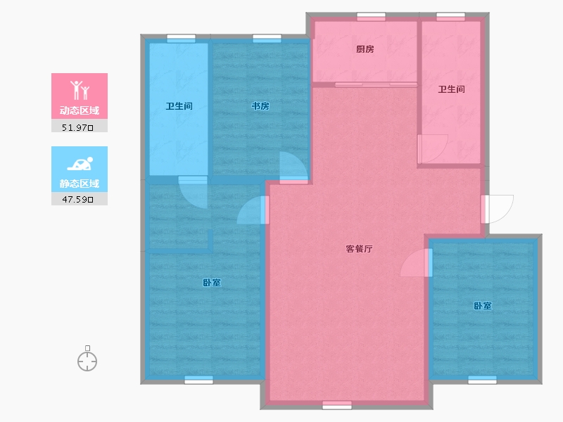 辽宁省-丹东市-东港西湖别院-90.04-户型库-动静分区