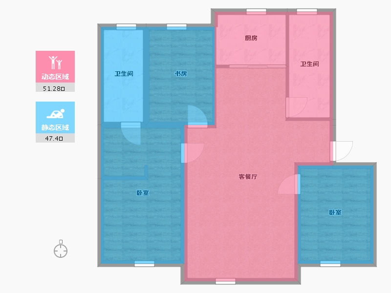 辽宁省-丹东市-东港西湖别院-88.77-户型库-动静分区