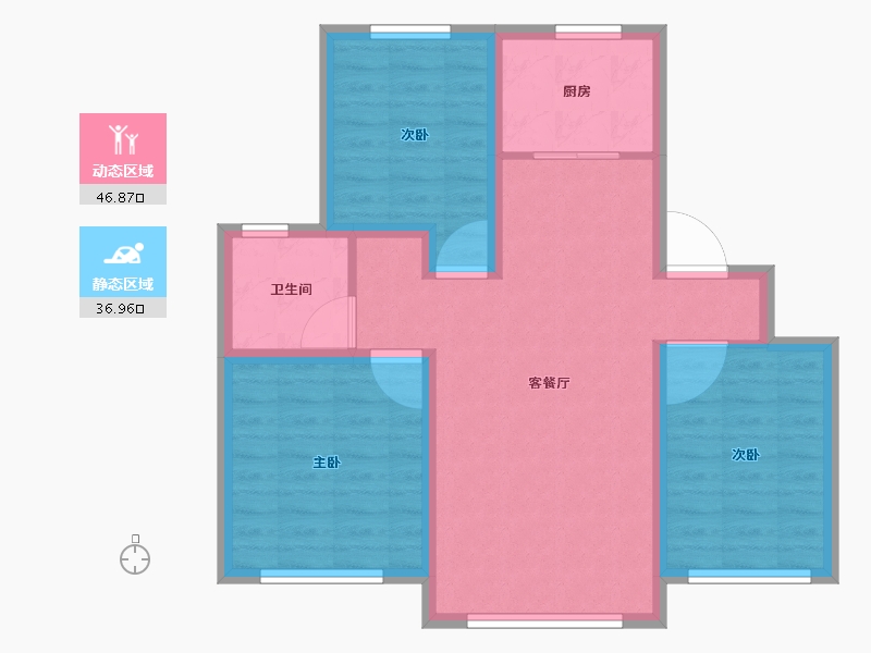 黑龙江省-佳木斯市-融创·冰雪影都-74.74-户型库-动静分区