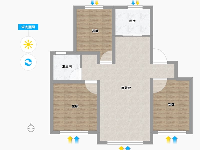 黑龙江省-佳木斯市-融创·冰雪影都-74.74-户型库-采光通风