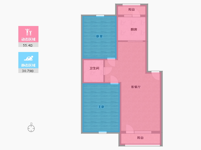 辽宁省-辽阳市-保莱蓝湾国际-76.61-户型库-动静分区