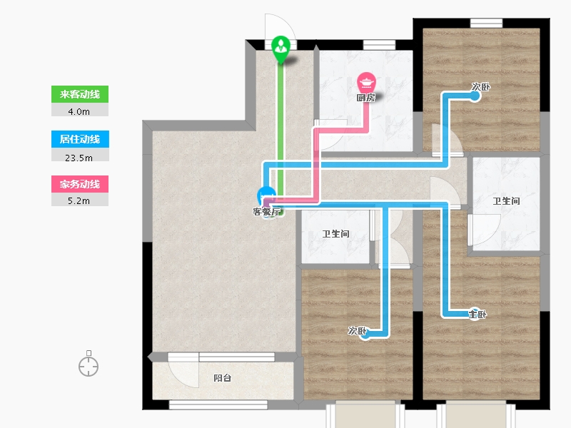 辽宁省-沈阳市-保利达翠堤湾-77.63-户型库-动静线