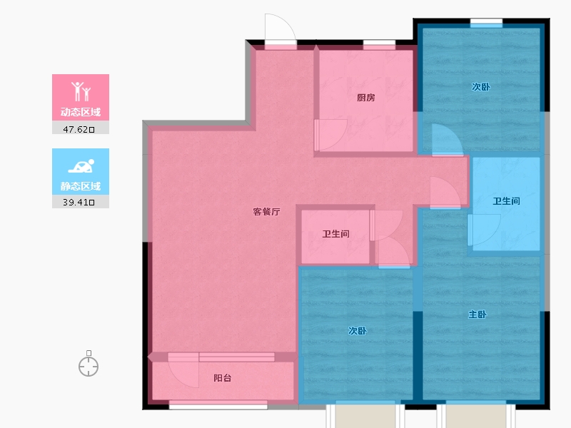 辽宁省-沈阳市-保利达翠堤湾-77.63-户型库-动静分区