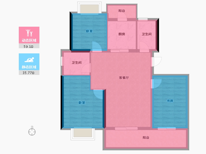 云南省-昆明市-绿地滇池国际健康城 山海里-85.21-户型库-动静分区