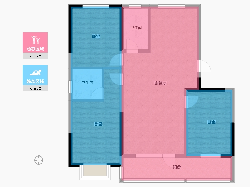 吉林省-四平市-四平华生·龙廷-92.71-户型库-动静分区