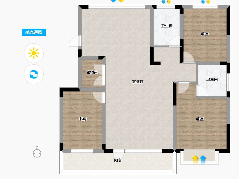 吉林省-四平市-四平华生·龙廷-111.65-户型库-采光通风