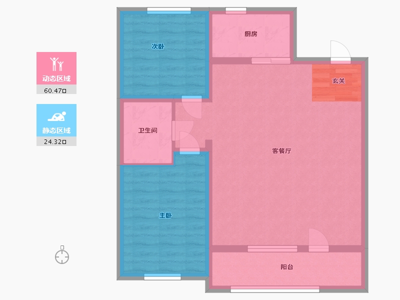 吉林省-延边朝鲜族自治州-广泽红府-76.00-户型库-动静分区