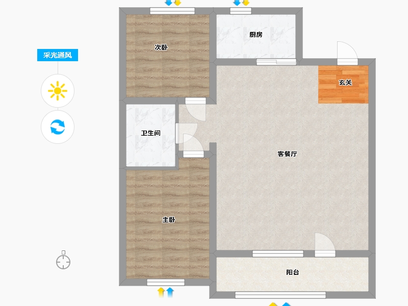 吉林省-延边朝鲜族自治州-广泽红府-76.00-户型库-采光通风