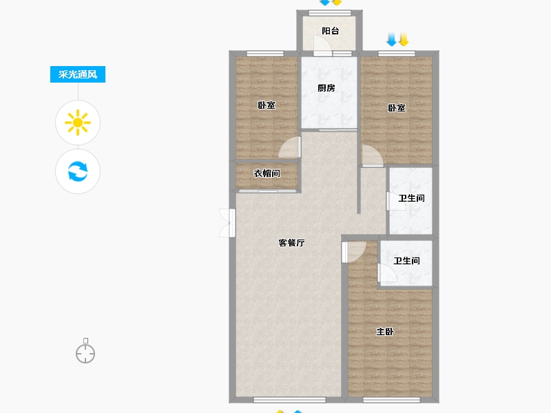 黑龙江省-佳木斯市-万公馆-116.59-户型库-采光通风