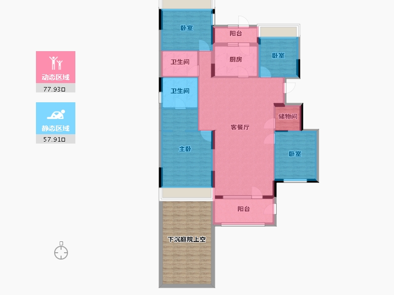 辽宁省-辽阳市-保利大河源著-125.38-户型库-动静分区