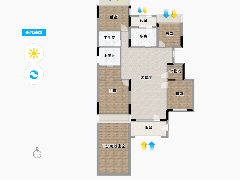 辽宁省-辽阳市-保利大河源著-125.38-户型库-采光通风