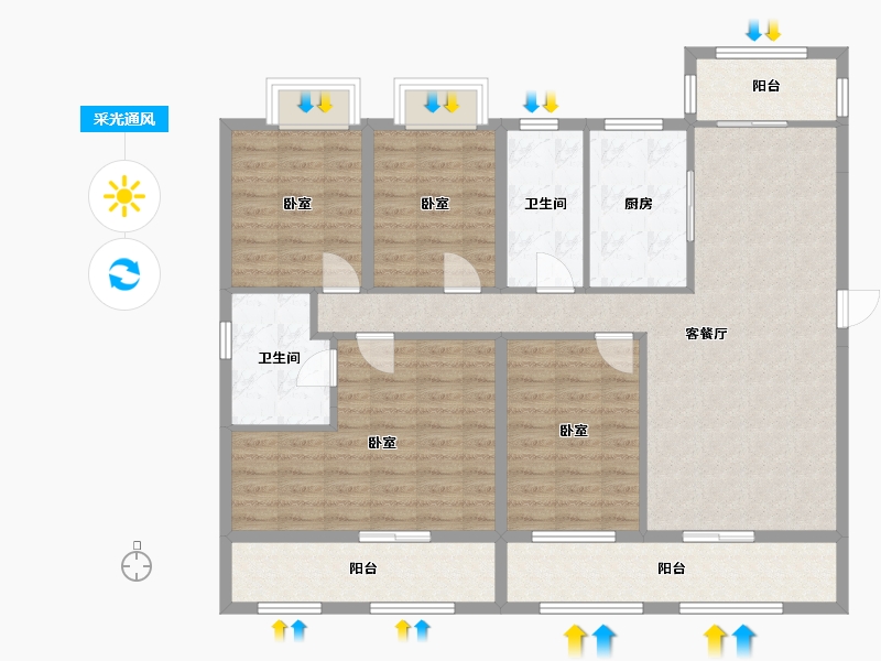 云南省-昆明市-金博宜和园-123.21-户型库-采光通风