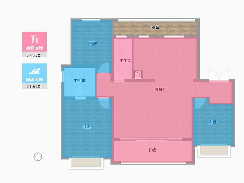 黑龙江省-哈尔滨市-中海天誉-125.00-户型库-动静分区