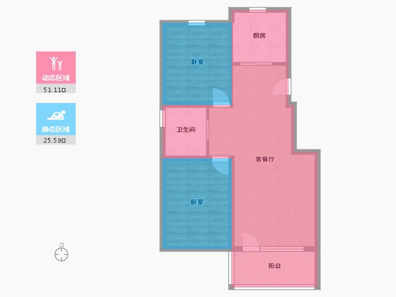 辽宁省-丹东市-全德·仕林华府-68.66-户型库-动静分区