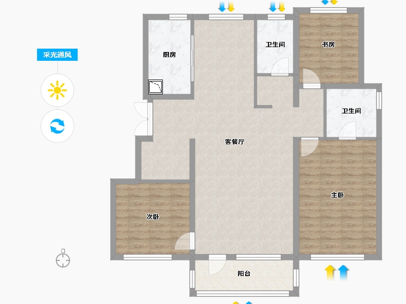 黑龙江省-哈尔滨市-华润置地·静安府-111.32-户型库-采光通风