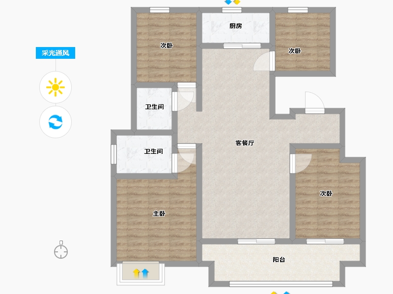 陕西省-西安市-华润置地未来城市-104.01-户型库-采光通风