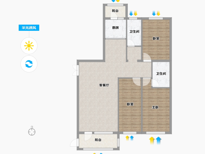 黑龙江省-佳木斯市-万公馆-118.11-户型库-采光通风