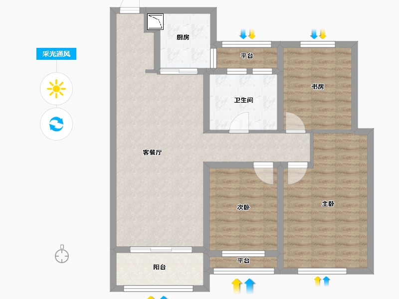 黑龙江省-哈尔滨市-中海天誉-87.49-户型库-采光通风