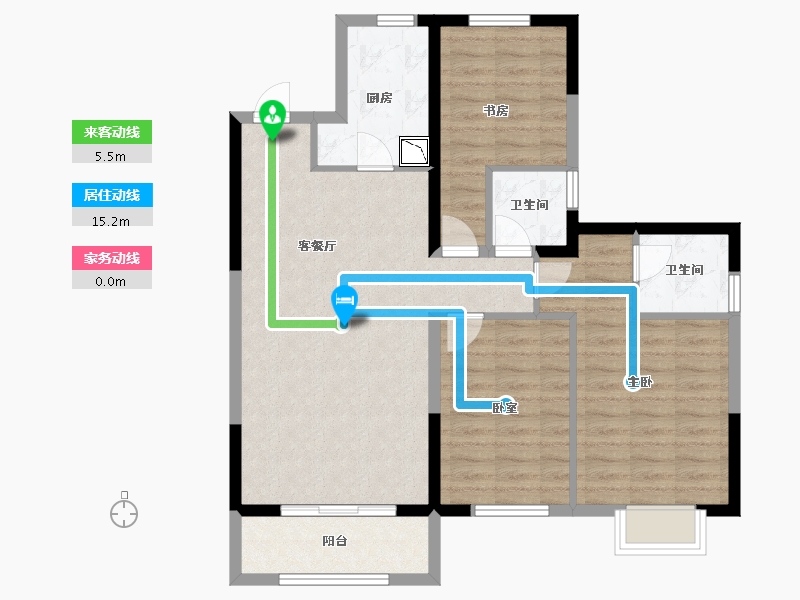 辽宁省-葫芦岛市-坤泰·云著-89.84-户型库-动静线