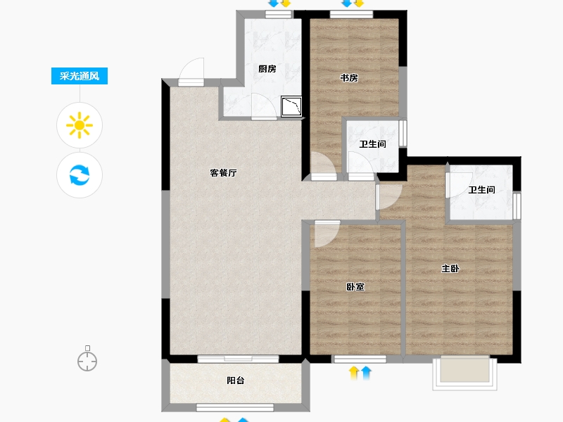 辽宁省-葫芦岛市-坤泰·云著-89.84-户型库-采光通风