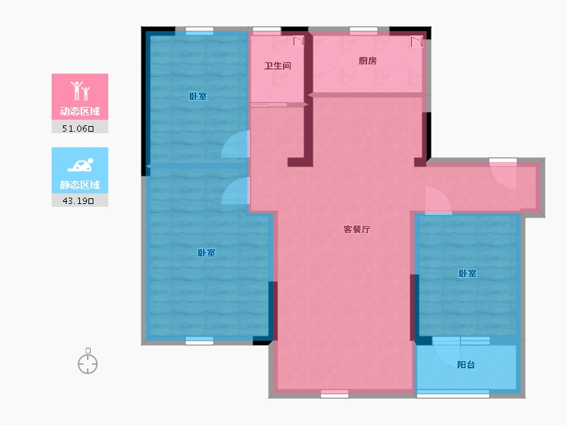 辽宁省-锦州市-碧桂园· 锦绣西湖|前程-84.26-户型库-动静分区