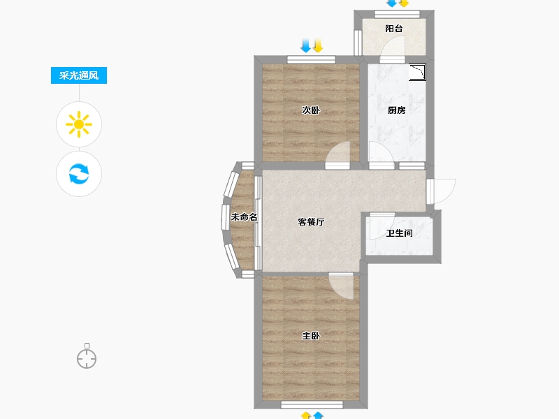 黑龙江省-哈尔滨市-融创公园壹号-47.29-户型库-采光通风