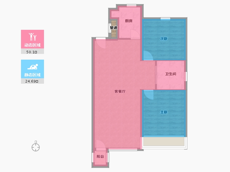 辽宁省-抚顺市-绿地麓峯公馆-68.08-户型库-动静分区